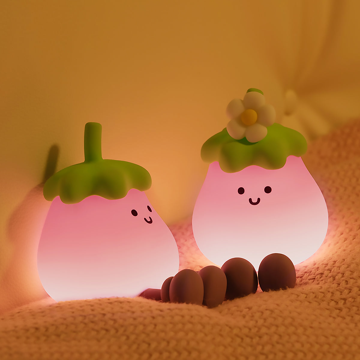 Squishy Silikon Aubergine LED-Nachtlicht - perfektes Geschenk für Kinder und Mädchen