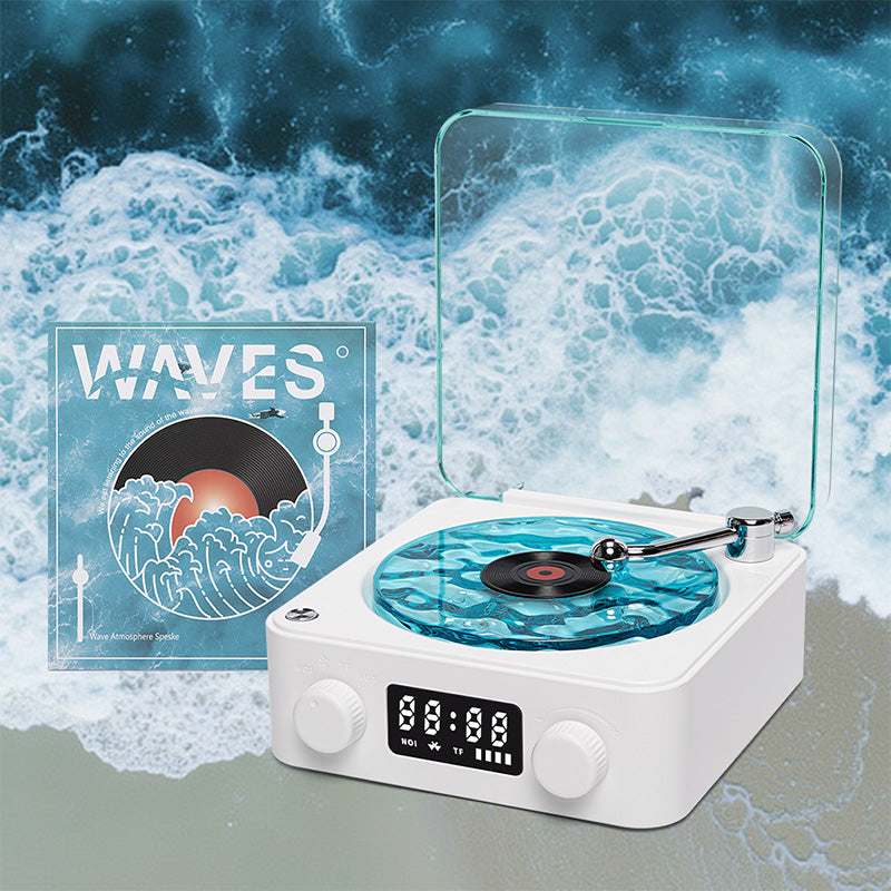 Premium Blue Waves Retro Bluetooth-Plattenspieler