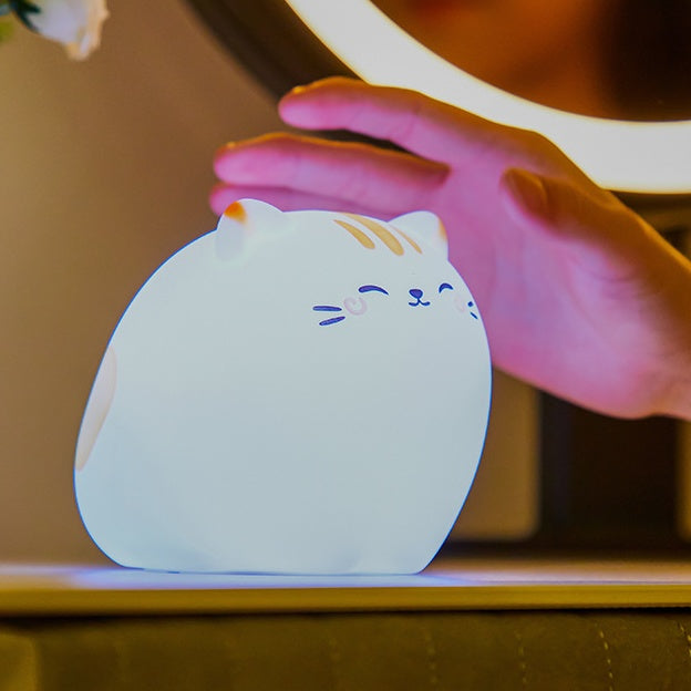 Squishy Silicone Kawaii Cat LED Night Light - Perfect Gift for Kids and Girls