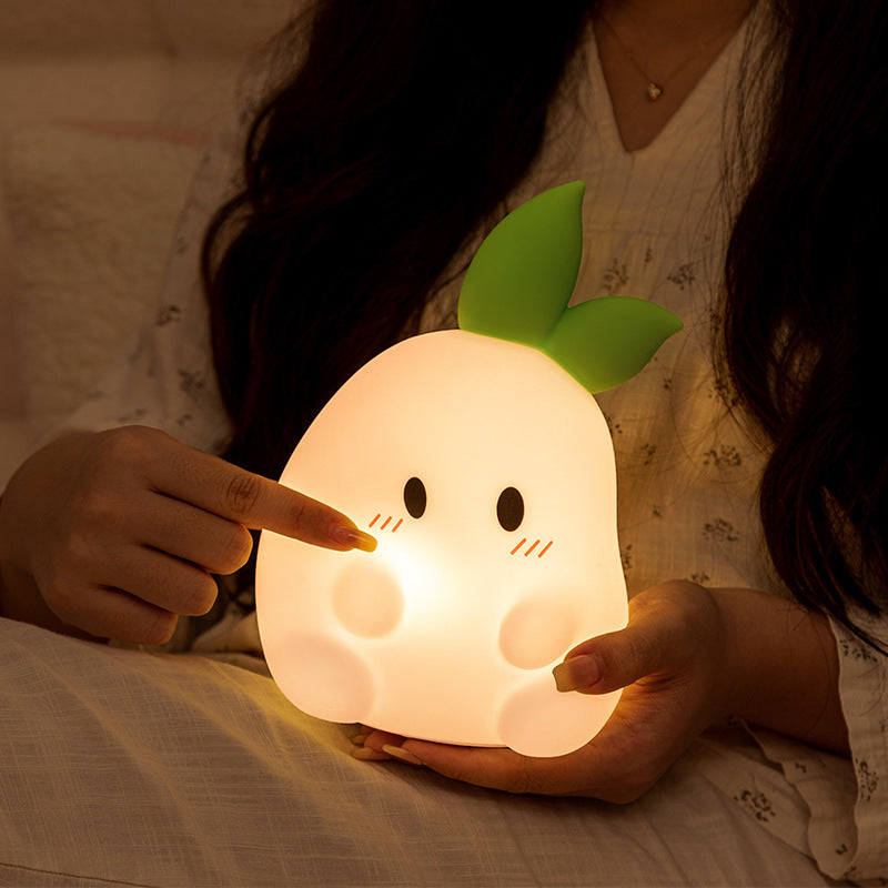 Veilleuse LED en silicone en forme de radis mignon - Cadeau idéal pour les enfants et les filles