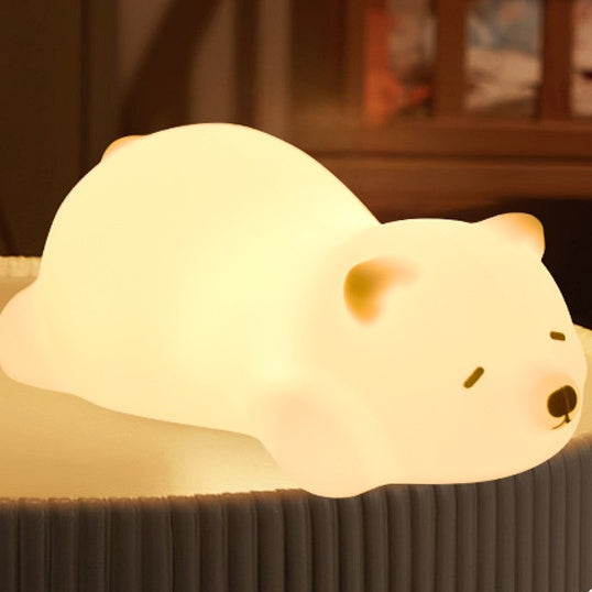 Veilleuse LED en silicone en forme d'ours couché - Cadeau idéal pour les enfants et les filles