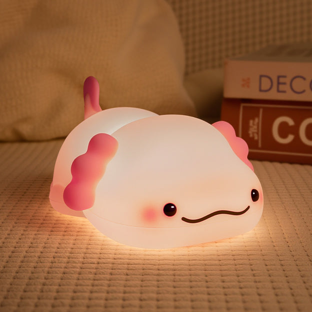 Veilleuse LED en silicone souple Lazy Axolotl - Cadeau idéal pour les enfants et les filles