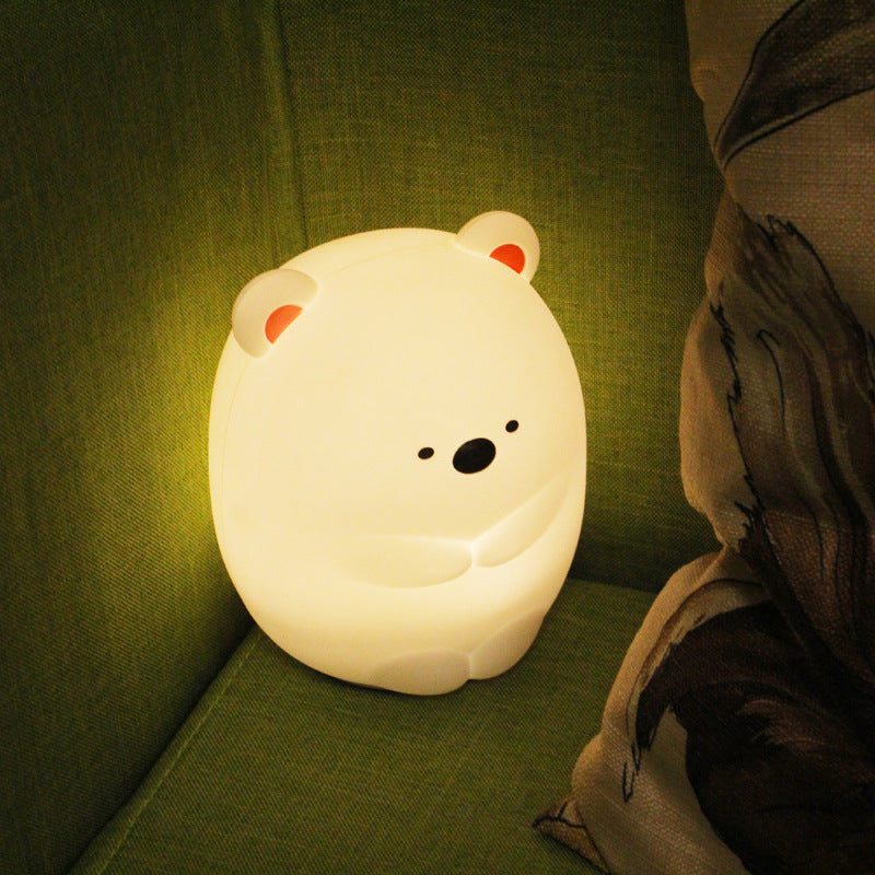 Squishy Silicone Little White Bear LED Night Light - Perfect Gift for Kids and Girls