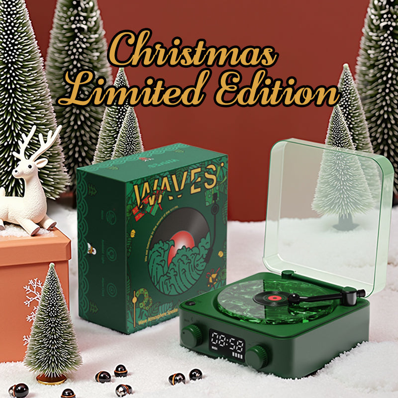 Holiday Sale Christmas limited Edition Premium Blue Waves Retro Bluetooth Vinyl Record Player