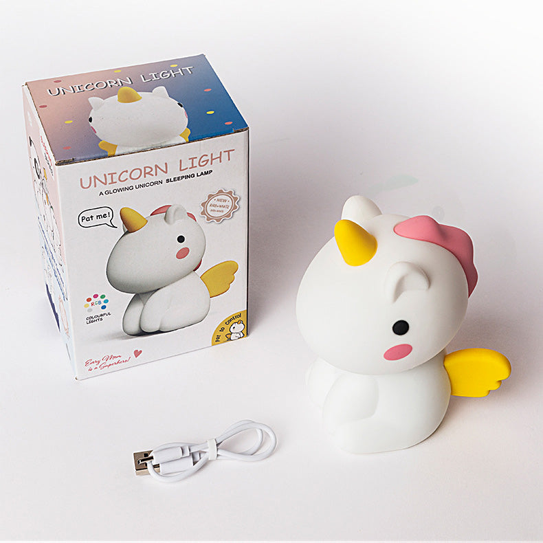 Veilleuse LED en silicone souple en forme de licorne - Cadeau idéal pour les enfants et les filles