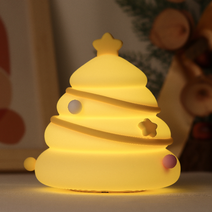 Weihnachtsbaum-Nachtlicht, LED, matschig, Silikon, Wasserhahn-Lampe, bestes Geschenk für Baby und Mädchen