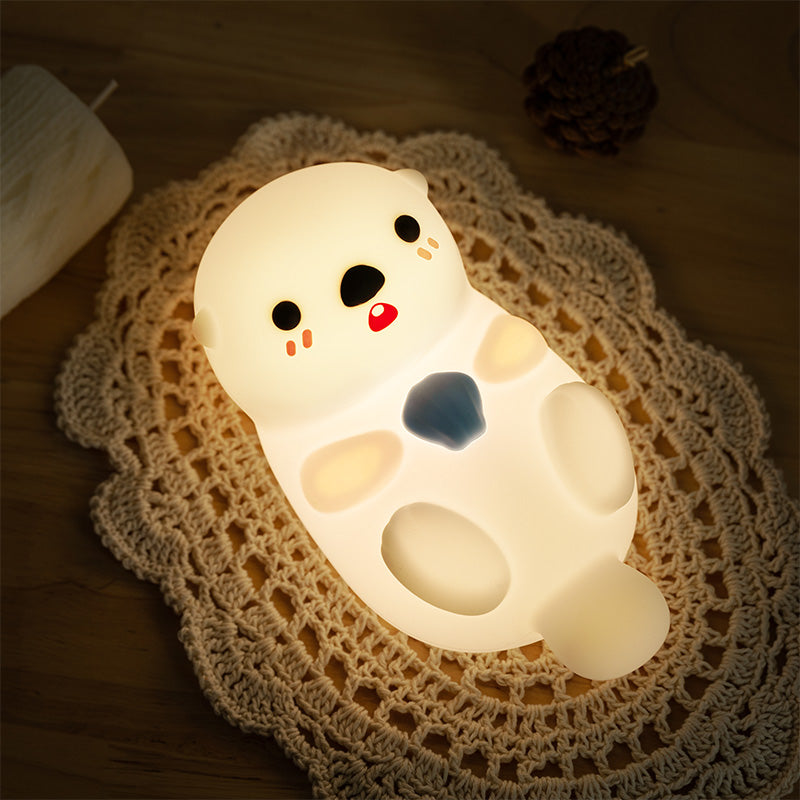 Christmas Sale Gift Sett Otter Squishy Silicon LED Night Light Limited - Tap Lamp, Best Gift for Kids and Girls