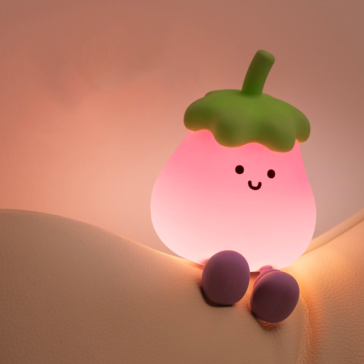 Squishy Silikon Aubergine LED-Nachtlicht - perfektes Geschenk für Kinder und Mädchen