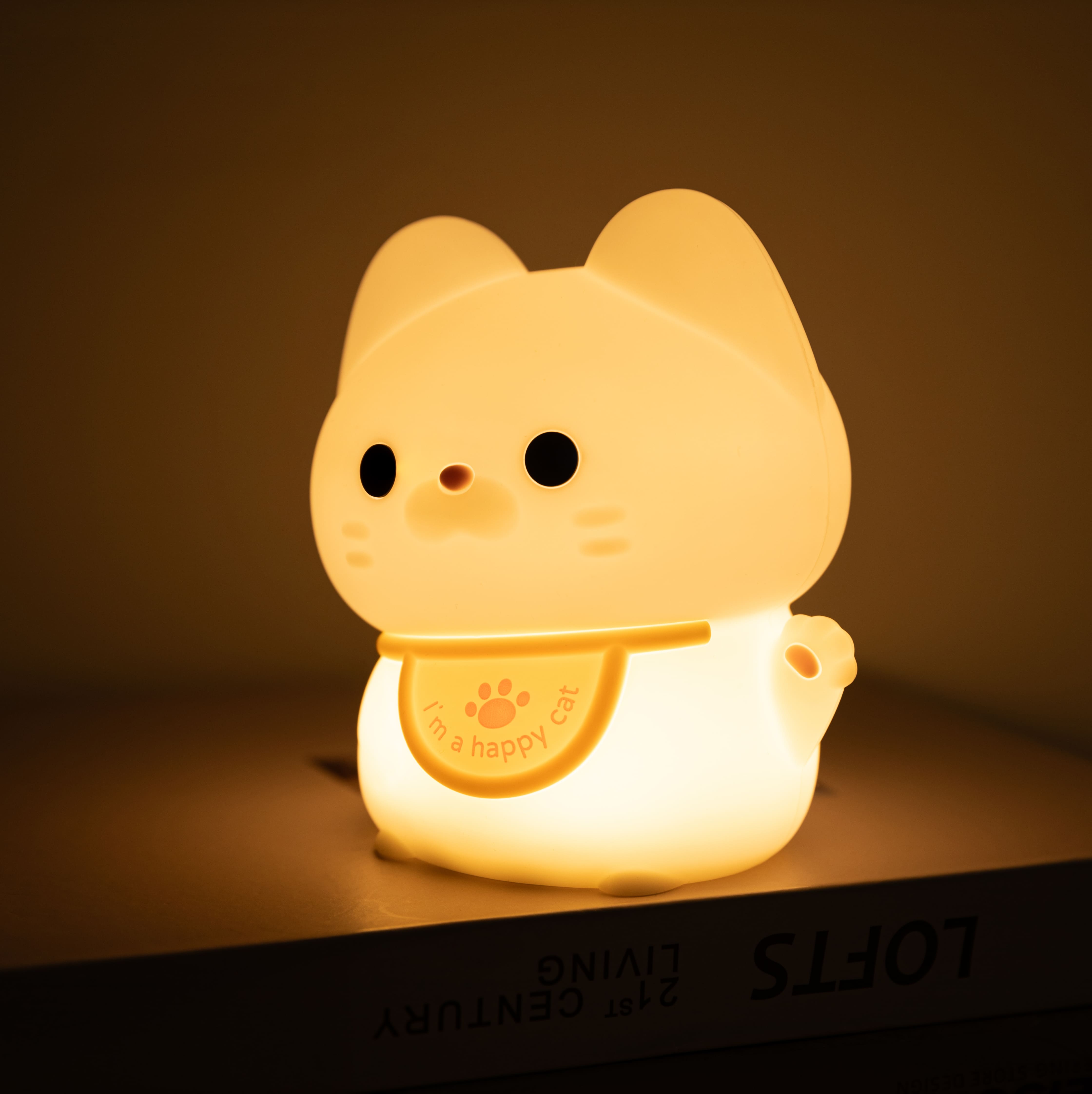 Veilleuse LED en silicone en forme de chat heureux - Cadeau idéal pour les enfants et les filles