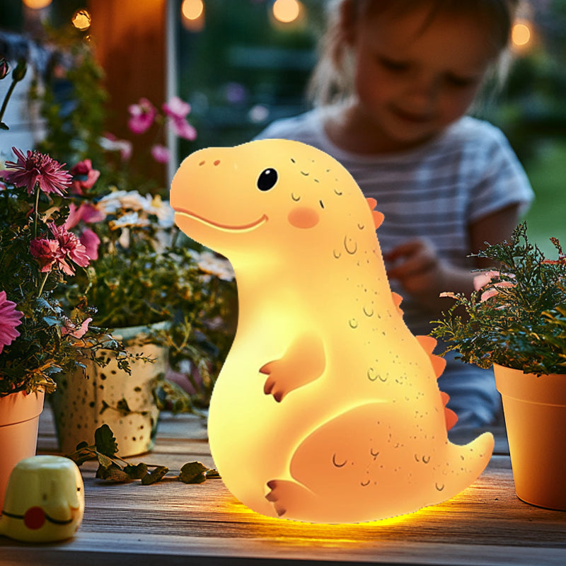 Squishy Silicone Smiley Big Dinosaur LED Night Light - Perfect Gift for Kids and Girls