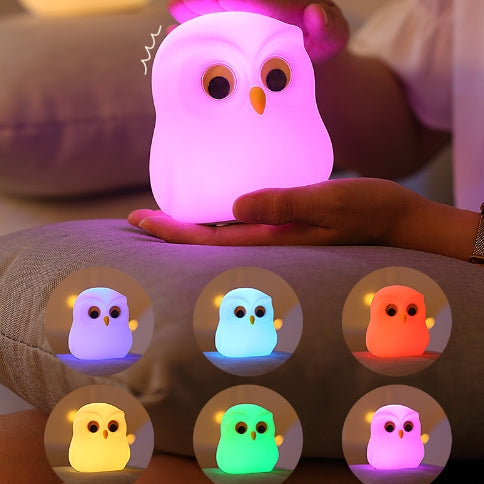 Squishy Silicone Little Owl LED Night Light - Perfect Gift for Kids and Girls