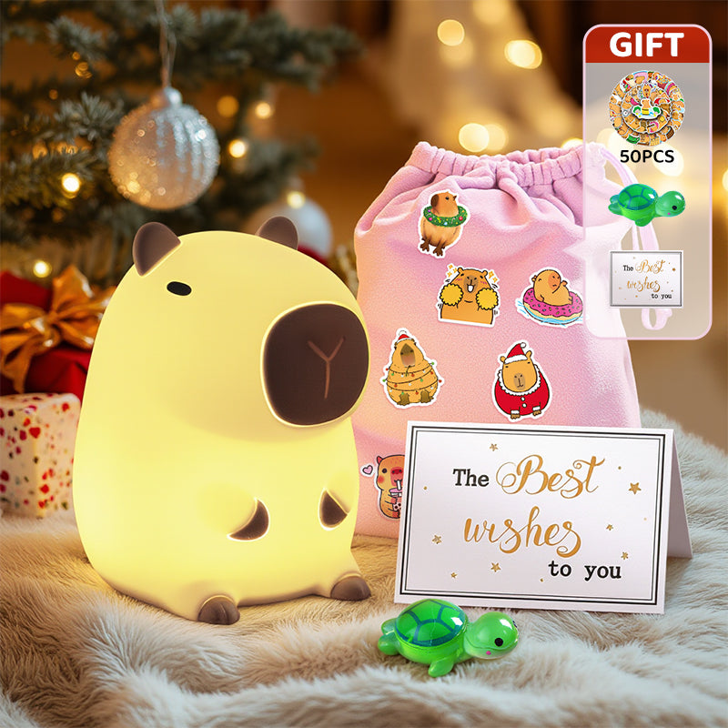 Coffret cadeau de Noël Capybara Squishy Night Light - Cadeau parfait