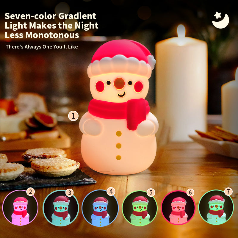 Squishy Silicone Christmas Snowman LED Night Light - Perfect Gift for Kids and Girls