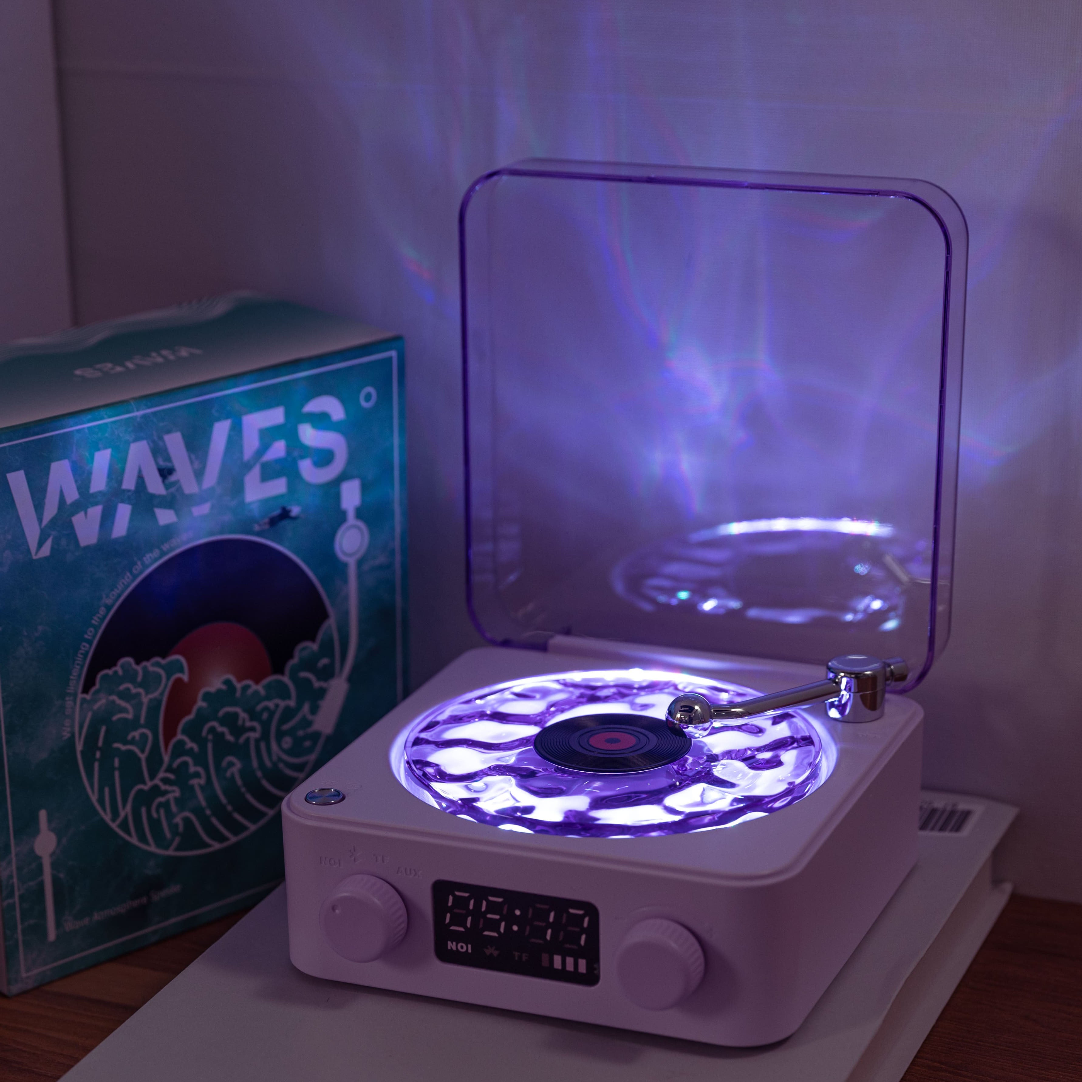 Premium Purple Waves Retro Bluetooth Vinyl Record Player