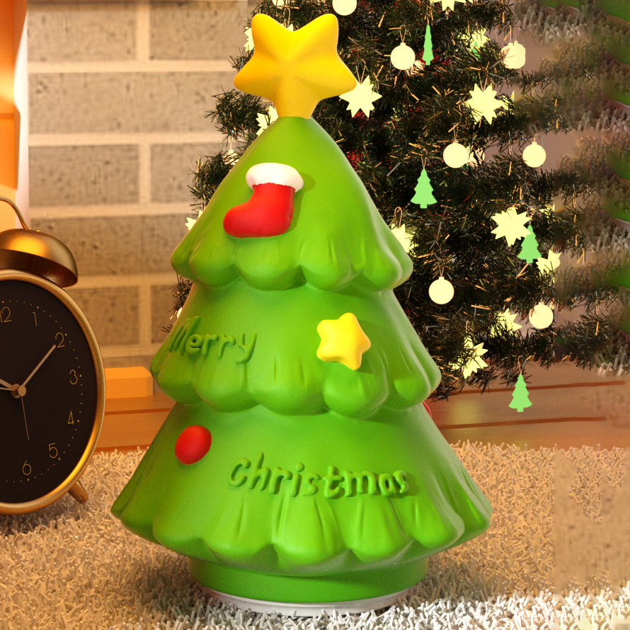 Squishy Silicone Christmas Tree LED Night Light - Perfect Gift for Kids and Girls