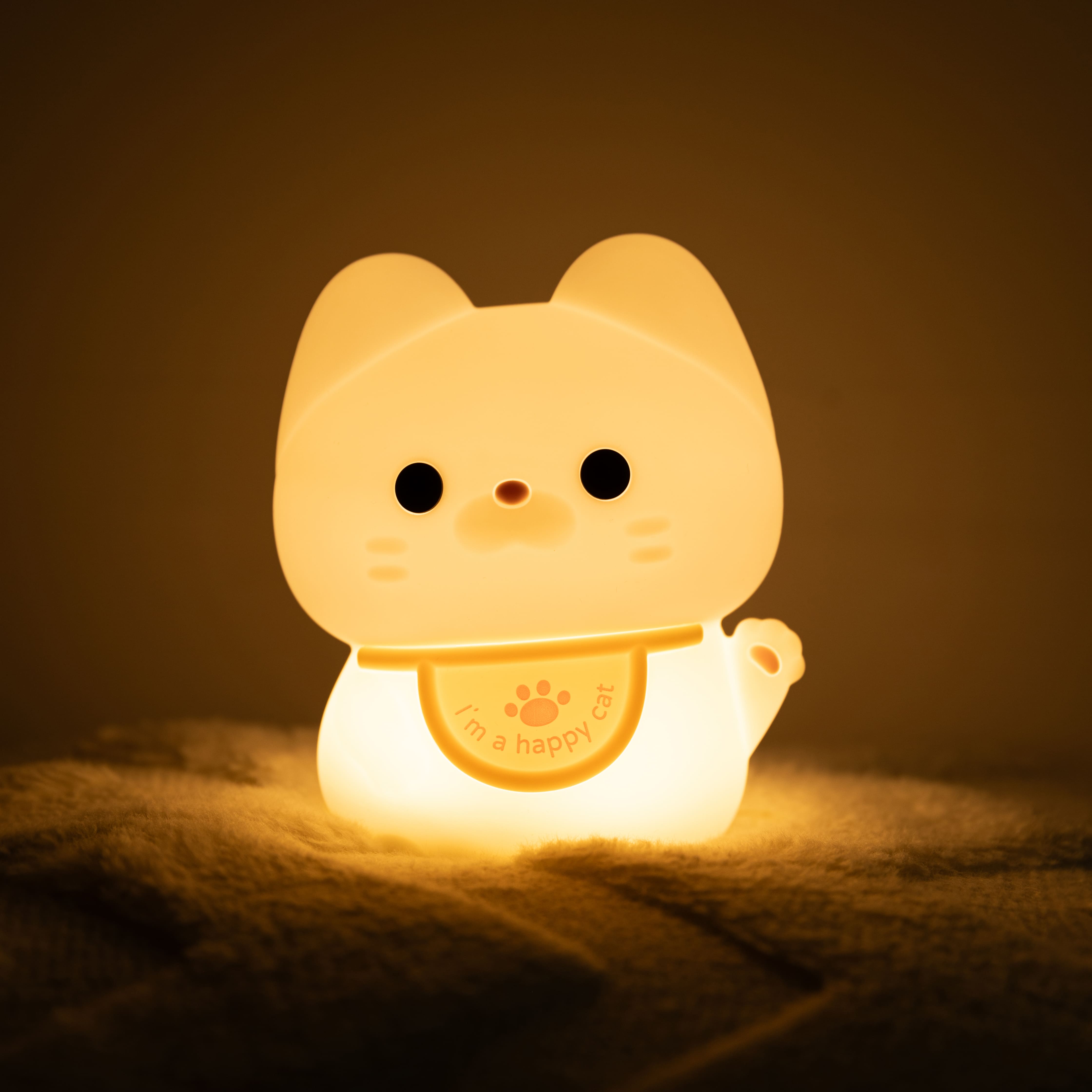 Veilleuse LED en silicone en forme de chat heureux - Cadeau idéal pour les enfants et les filles