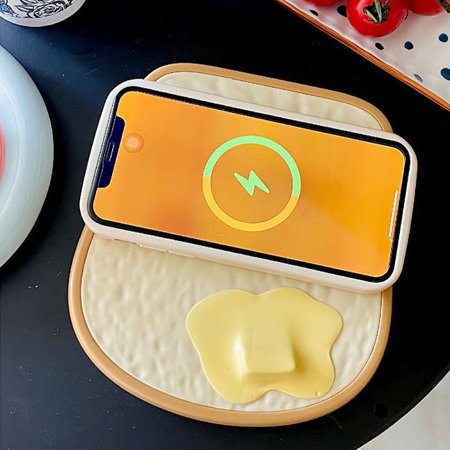 Chargeur sans fil LED en silicone squishy en forme de chat toast - Cadeau idéal pour les enfants et les filles