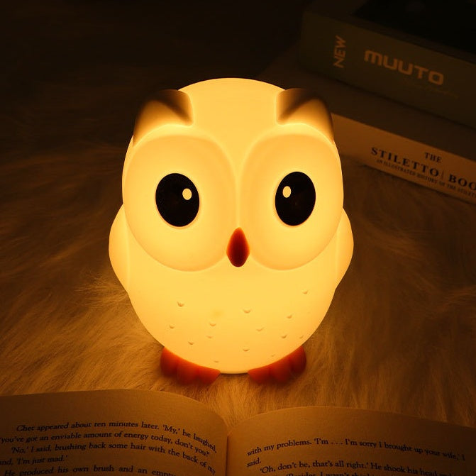 Veilleuse LED rechargeable en silicone à intensité variable en forme de hibou aux grands yeux - Cadeau idéal pour les enfants et les filles