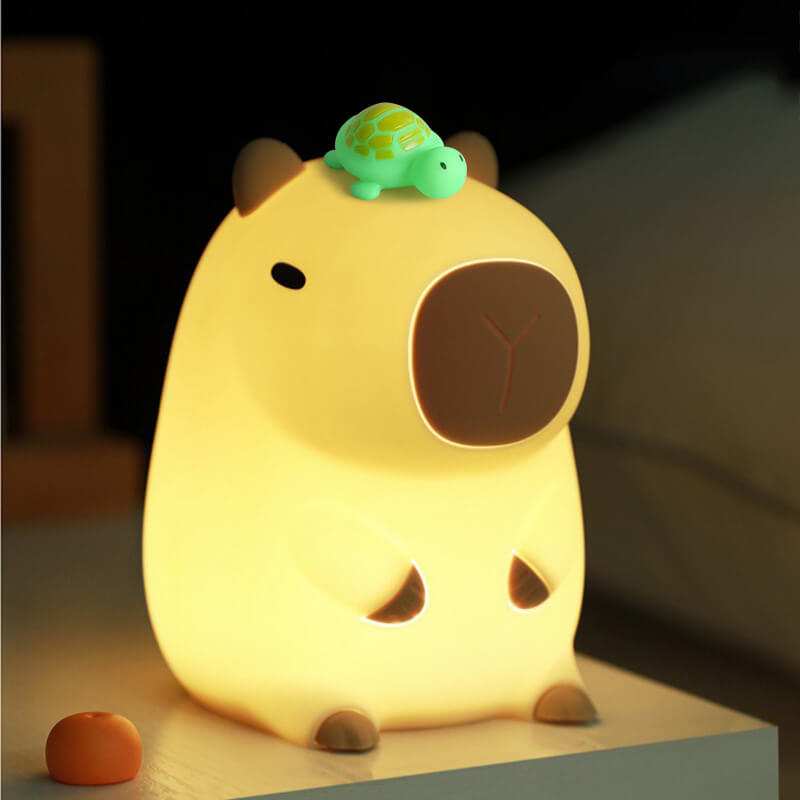 Veilleuse LED Capybara avec tortue pour cadeau Lampe Capybara rechargeable par USB