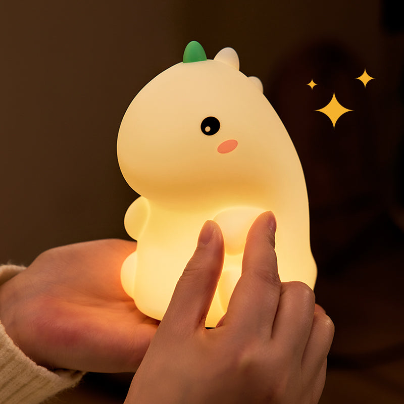 Squishy Silicone Dinosaur LED Night Light - Perfect Gift for Kids and Girls