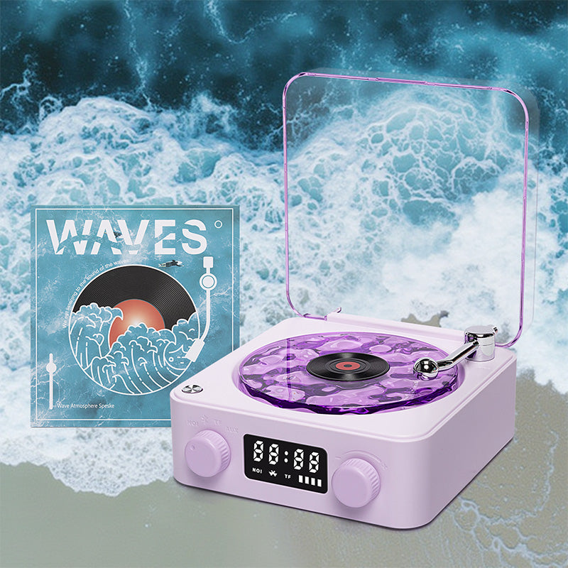 Tourne-disque vinyle Bluetooth rétro Purple Waves de qualité supérieure 