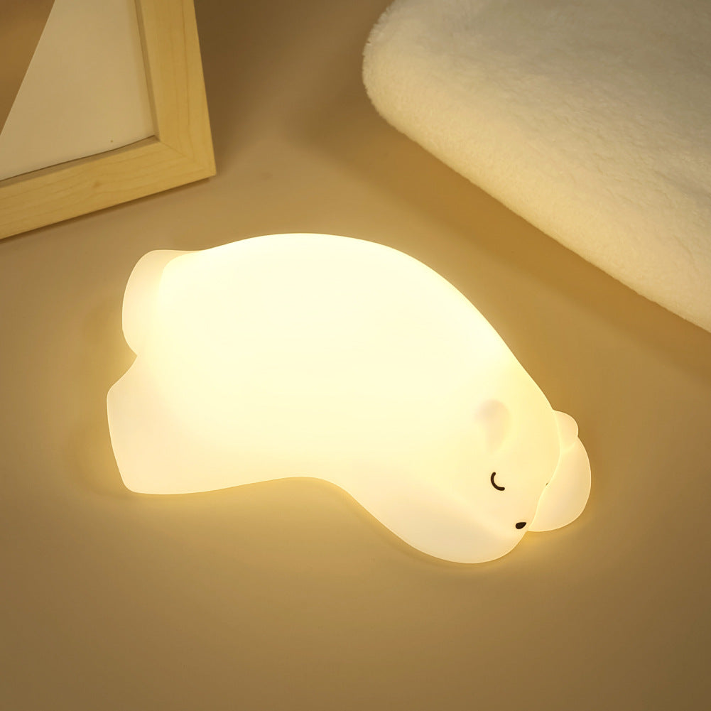 Veilleuse LED en silicone en forme d'ours polaire - Cadeau idéal pour les enfants et les filles