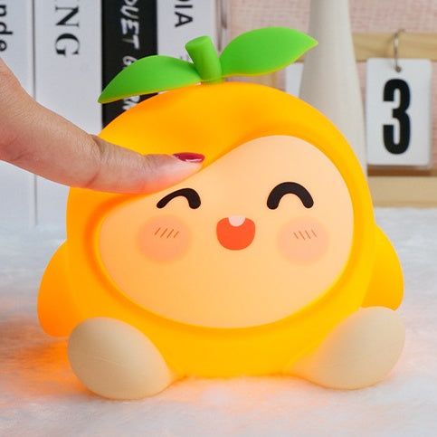 Squishy Silicone Smiley Orange LED Night Light - Perfect Gift for Kids and Girls