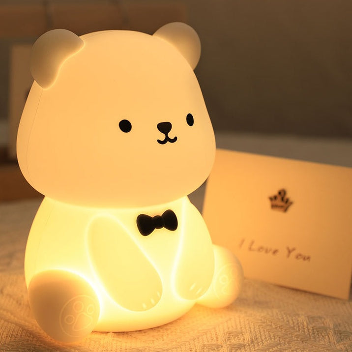 Squishy Silicone Teddy Bear LED Night Light - Perfect Gift for Kids and Girls