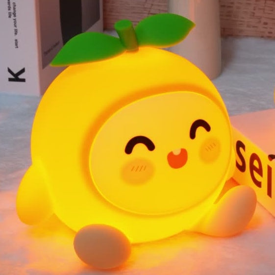 Squishy Silikon Smiley Orange LED Nachtlicht - Perfektes Geschenk für Kinder und Mädchen