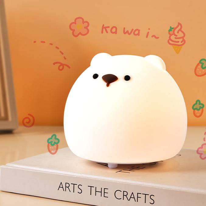 Squishy Silicone Chubby  Bear LED Night Light - Perfect Gift for Kids and Girls