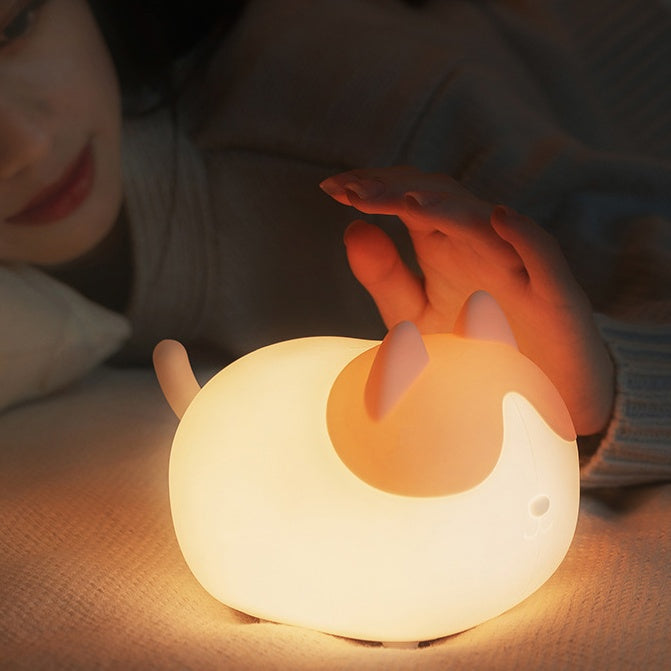 Squishy Silicone Kawaii Cat LED Night Light - Perfect Gift for Kids and Girls