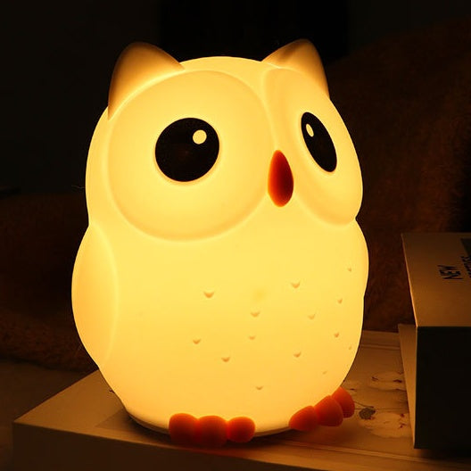 Veilleuse LED rechargeable en silicone à intensité variable en forme de hibou aux grands yeux - Cadeau idéal pour les enfants et les filles