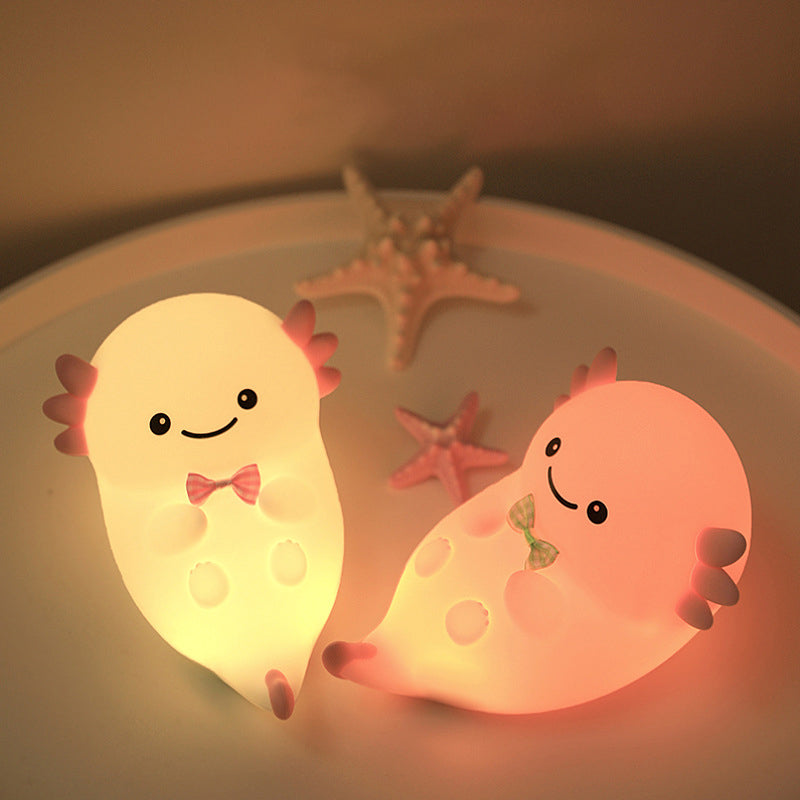 Veilleuse LED Axolotl rose en silicone souple - Cadeau idéal pour les enfants et les filles