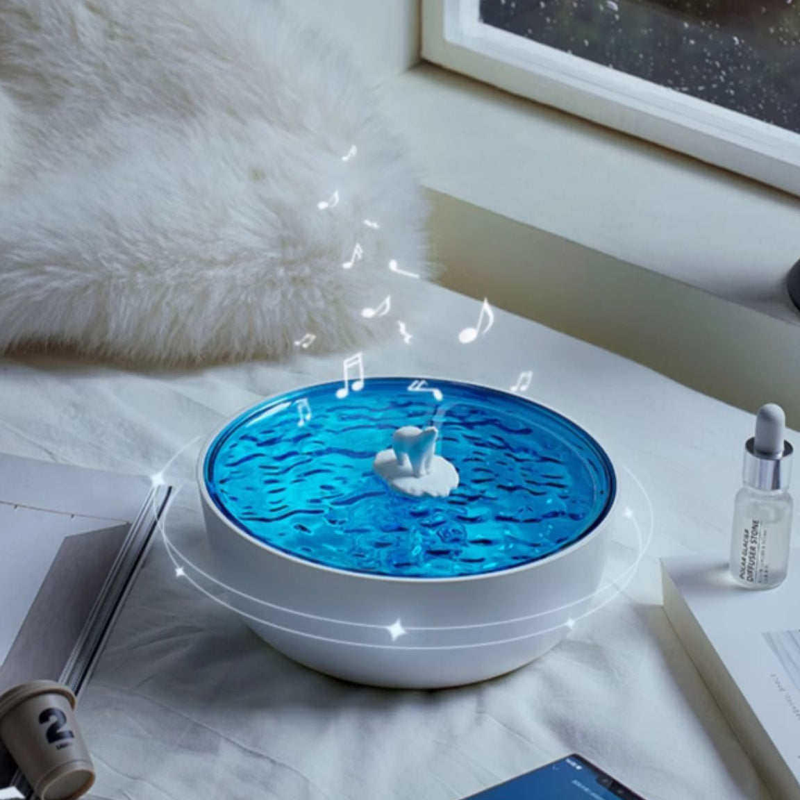 Tourne-disque Bluetooth rétro avec veilleuse à LED Polar Arctic Ocean - Cadeau idéal pour les enfants et les filles