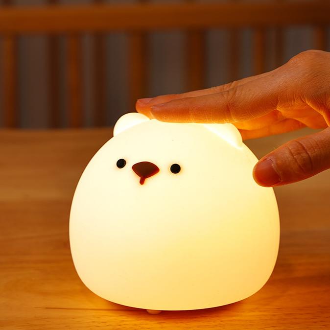 Veilleuse LED en silicone en forme d'ours potelé - Cadeau idéal pour les enfants et les filles 