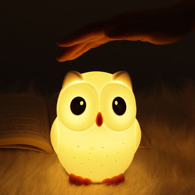 Veilleuse LED rechargeable en silicone à intensité variable en forme de hibou aux grands yeux - Cadeau idéal pour les enfants et les filles