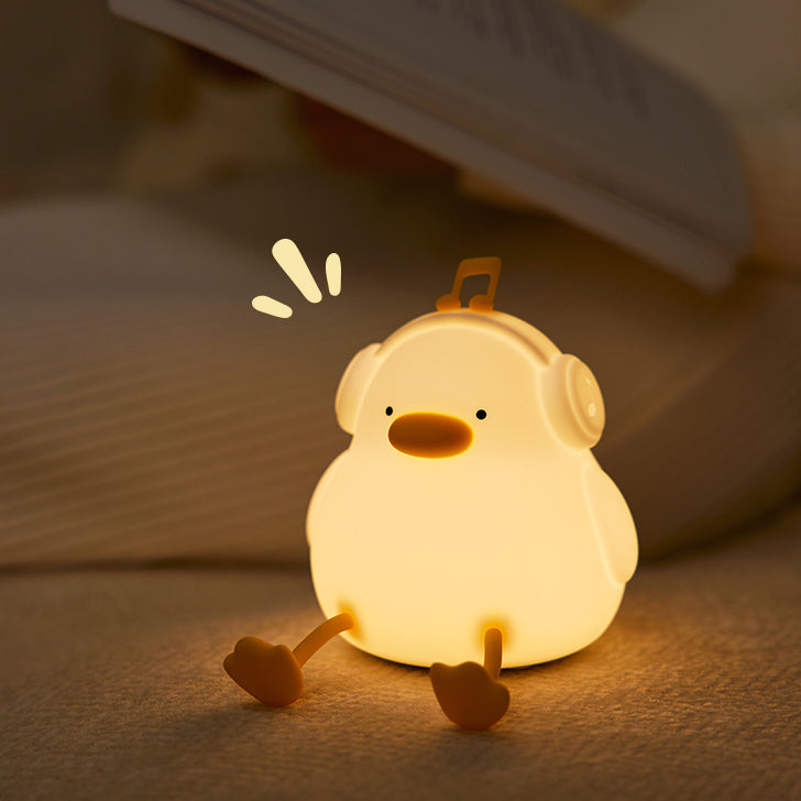 Lampe de nuit LED en forme de canard mignon et spongieux pour cadeau Lampe de canard rechargeable par USB