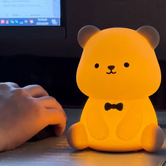 Squishy-Teddybär-LED-Nachtlicht aus Silikon – perfektes Geschenk für Kinder und Mädchen