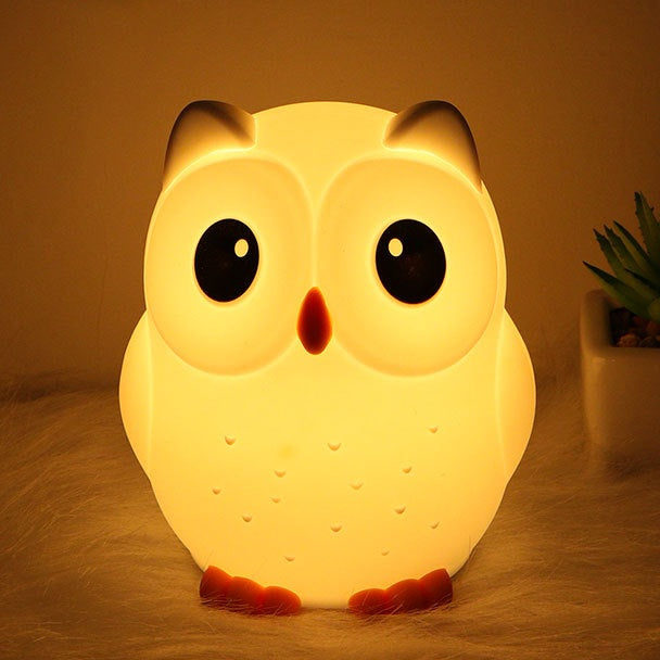 Veilleuse LED rechargeable en silicone à intensité variable en forme de hibou aux grands yeux - Cadeau idéal pour les enfants et les filles