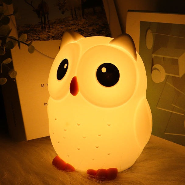 Veilleuse LED rechargeable en silicone à intensité variable en forme de hibou aux grands yeux - Cadeau idéal pour les enfants et les filles