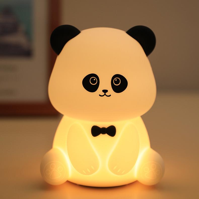 Squishy Silikon Regenbogen Panda LED Nachtlicht - perfektes Geschenk für Kinder und Mädchen