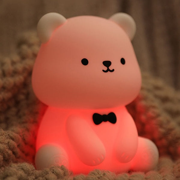 Squishy-Teddybär-LED-Nachtlicht aus Silikon – perfektes Geschenk für Kinder und Mädchen