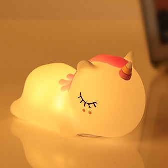 Veilleuse LED en silicone souple en forme de licorne rêveuse - Cadeau idéal pour les enfants et les filles