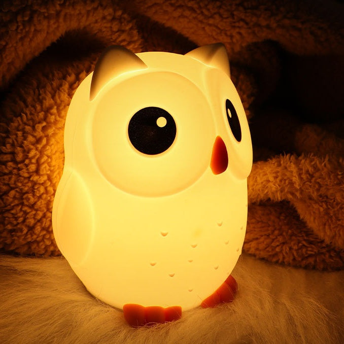 Veilleuse LED rechargeable en silicone à intensité variable en forme de hibou aux grands yeux - Cadeau idéal pour les enfants et les filles