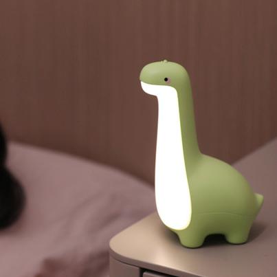 Veilleuse LED en silicone souple en forme de dinosaure à long cou - Cadeau idéal pour les enfants et les filles