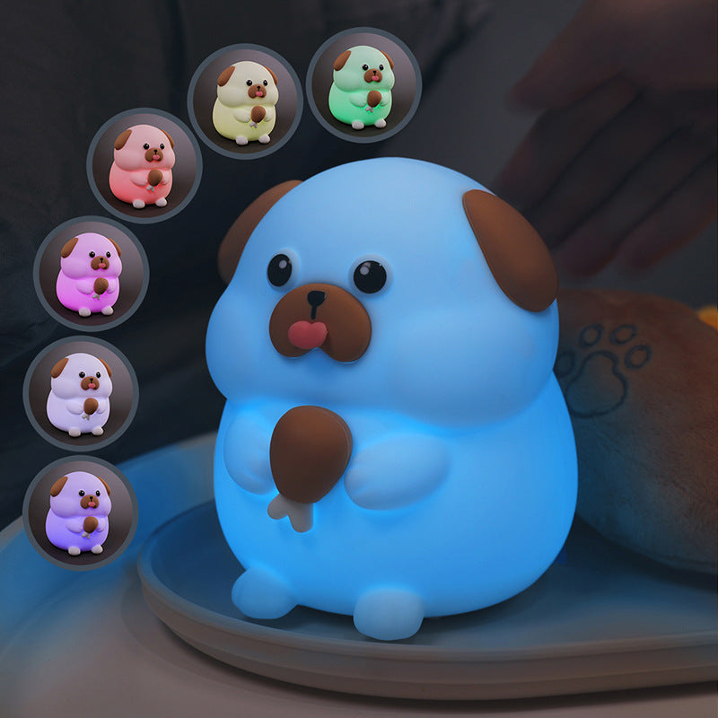 Veilleuse LED en silicone en forme de chiot gourmand - Cadeau idéal pour les enfants et les filles