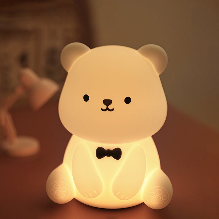 Squishy Silicone Teddy Bear LED Night Light - Perfect Gift for Kids and Girls