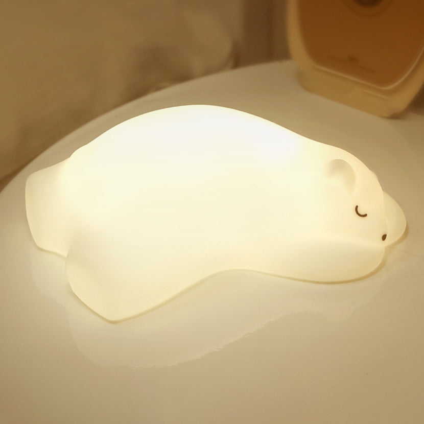 Squishy Silicone Polar Bear LED Night Light - Perfect Gift for Kids and Girls