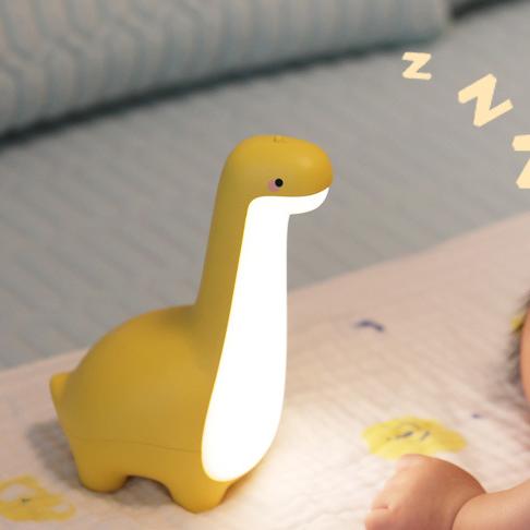 Veilleuse LED en silicone souple en forme de dinosaure à long cou - Cadeau idéal pour les enfants et les filles