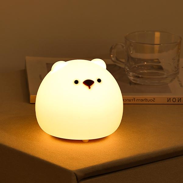 Squishy Silicone Chubby  Bear LED Night Light - Perfect Gift for Kids and Girls